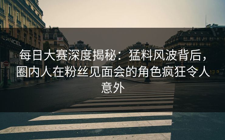 每日大赛深度揭秘：猛料风波背后，圈内人在粉丝见面会的角色疯狂令人意外