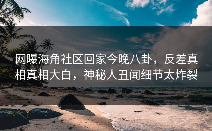 网曝海角社区回家今晚八卦，反差真相真相大白，神秘人丑闻细节太炸裂