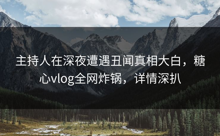 主持人在深夜遭遇丑闻真相大白，糖心vlog全网炸锅，详情深扒